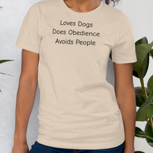 Load image into Gallery viewer, Loves Dogs, Does Obedience T-Shirts - Light
