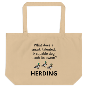 Dog Teaches Duck Herding X-Large Tote/ Shopping Bags