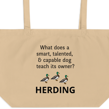 Load image into Gallery viewer, Dog Teaches Duck Herding X-Large Tote/ Shopping Bags
