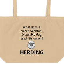 Load image into Gallery viewer, Dog Teaches Sheep Herding X-Large Tote/ Shopping Bags
