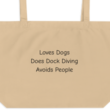 Load image into Gallery viewer, Loves Dogs, Does Dock Diving X-Large Tote/ Shopping Bags
