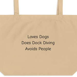 Loves Dogs, Does Dock Diving X-Large Tote/ Shopping Bags