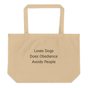 Loves Dogs, Does Obedience X-Large Tote/ Shopping Bags