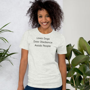 Loves Dogs, Does Obedience T-Shirts - Light