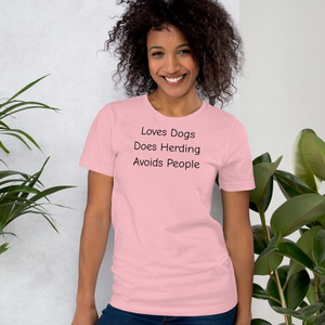 Loves Dogs, Does Herding T-Shirts - Light