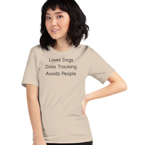 Loves Dogs, Does Tracking T-Shirts - Light