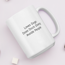 Load image into Gallery viewer, Loves Dogs, Does Dock Diving Mugs
