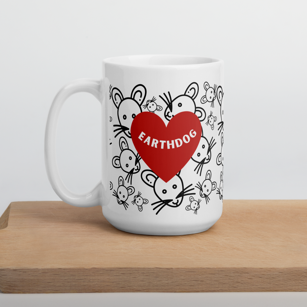 All over Rats with Earthdog in Heart Mugs