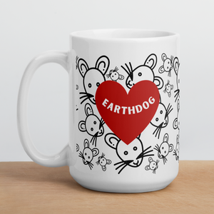 All over Rats with Earthdog in Heart Mugs