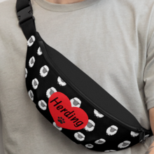 Load image into Gallery viewer, Allover Sheep w/ Herding &amp; Paw in Heart Fanny Pack-Black
