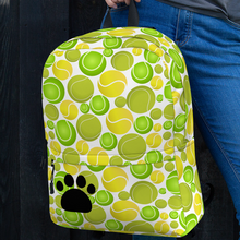 Load image into Gallery viewer, Allover Multi-Colored Tennis Balls &amp; Paw Dog Backpack
