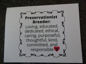 Preservationist Breeder/Conformation Notecards