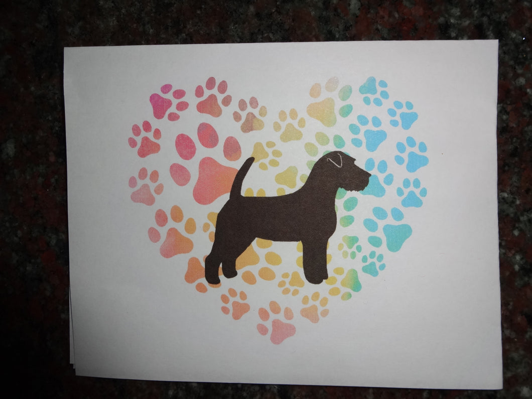 Heart of Dog Prints w/ Russell Terrier Silhouette Notecards