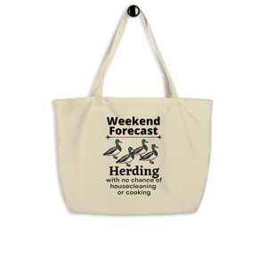 Duck Herding Weekend Forecast X-Large Tote/Shopping Bag-Oyster