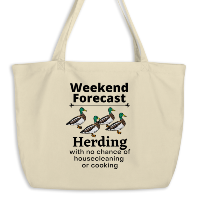Duck Herding Weekend Forecast X-Large Tote/Shopping Bag-Oyster