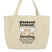 Load image into Gallery viewer, Sheep Herding Weekend Forecast X-Large Tote/Shopping Bag
