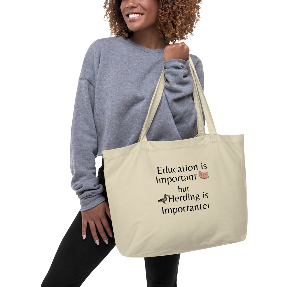 Duck Herding is Importanter X-Large Tote/Shopping Bag - Oyster