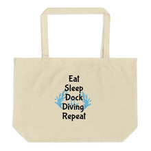 Load image into Gallery viewer, Eat Sleep Dock Diving Repeat X-Large Tote/Shopping Bag - Oyster

