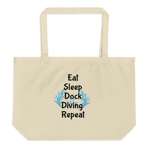 Eat Sleep Dock Diving Repeat X-Large Tote/Shopping Bag - Oyster