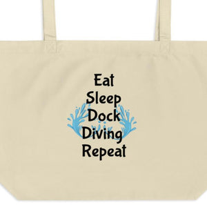 Eat Sleep Dock Diving Repeat X-Large Tote/Shopping Bag - Oyster