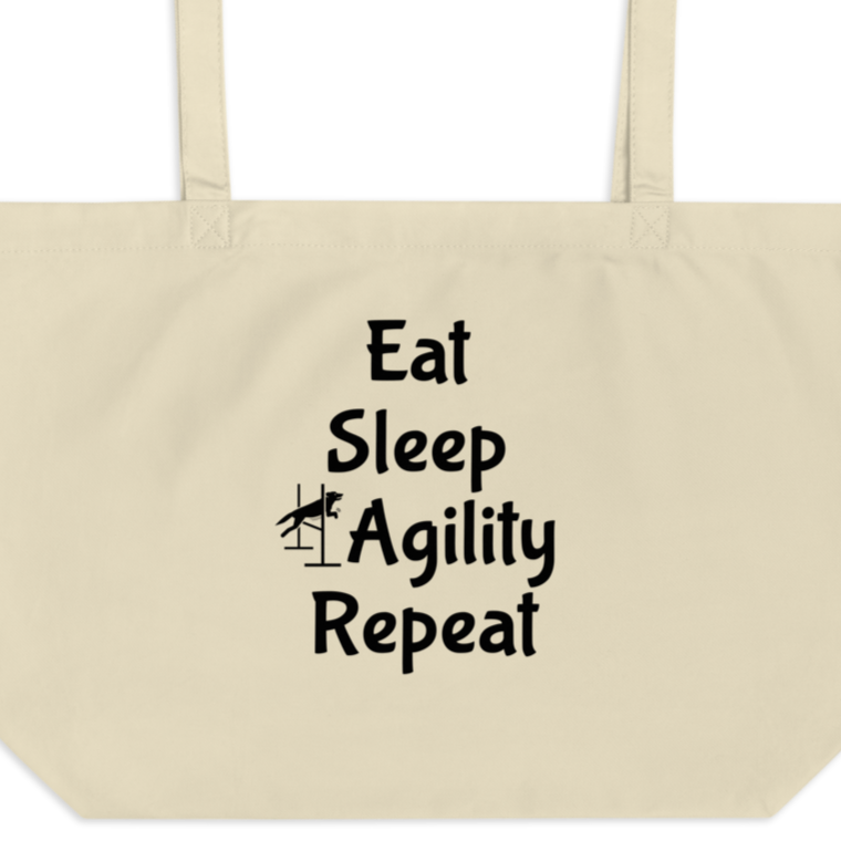 Eat Sleep Agility Repeat X-Large Tote/Shopping Bag - Oyster