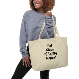 Eat Sleep Agility Repeat X-Large Tote/Shopping Bag - Oyster
