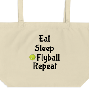 Eat Sleep Flyball Repeat X-Large Tote/Shopping Bag - Oyster