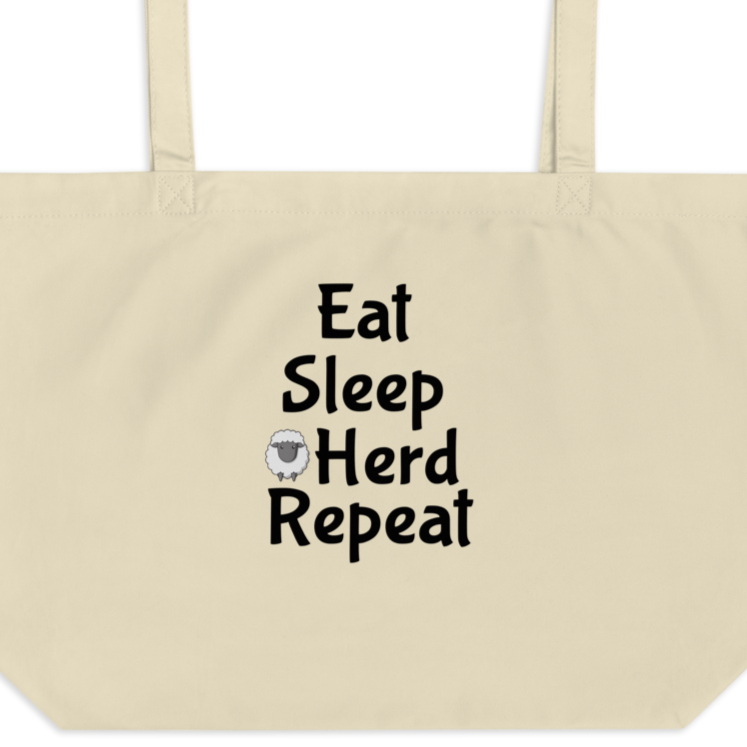 Eat Sleep Sheep Herd Repeat X-Large Tote/Shopping Bag - Oyster