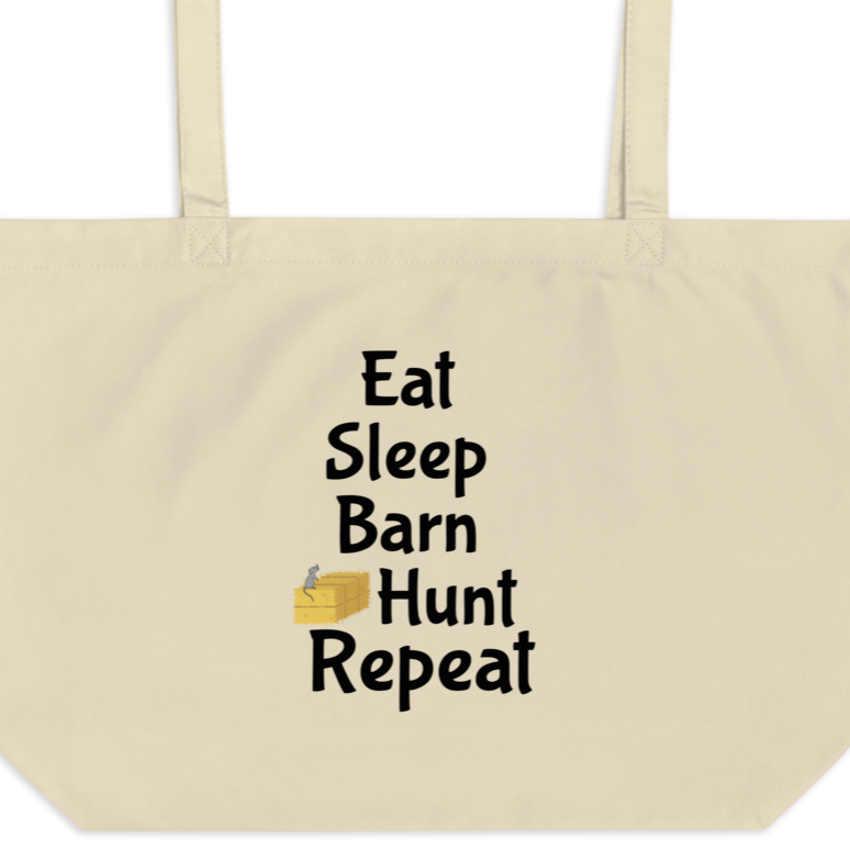 Eat Sleep Barn Hunt Repeat X-Large Tote/Shopping Bag - Oyster