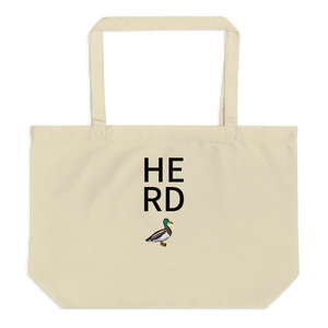 Stacked Herd with Duck X-Large Tote/Shopping Bag - Oyster