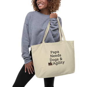Papa Needs Dogs & Agility X-Large Tote/Shopping Bag - Oyster