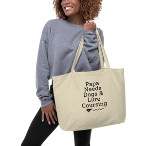 Papa Needs Dogs & Lure Coursing X-Large Tote/Shopping Bag
