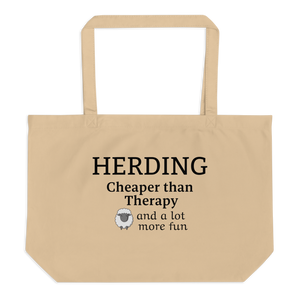 Sheep Herding Cheaper than Therapy X-Large Tote/Shopping Bag