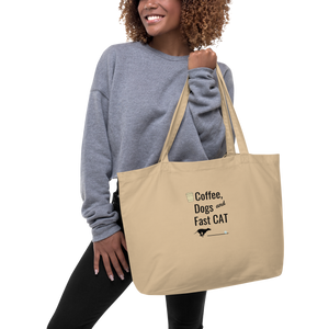Coffee, Dogs & Fast CAT X-Large Tote/ Shopping Bags