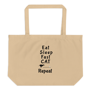 Eat Sleep Fast CAT Repeat X-Large Tote/ Shopping Bags