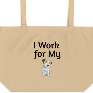 I Work for My Russell Terrier X-Large Tote/ Shopping Bags