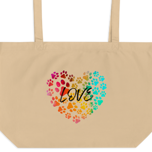 Love in Dog Paw Prints Heart X-Large Tote Bags