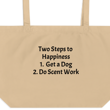 Load image into Gallery viewer, 2 Steps to Happiness - Scent Work X-Large Tote/ Shopping Bags
