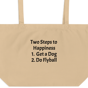 2 Steps to Happiness - Flyball X-Large Tote/ Shopping Bags