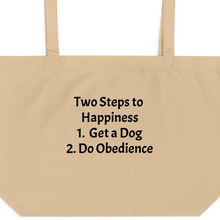 Load image into Gallery viewer, 2 Steps to Happiness - Obedience X-Large Tote/ Shopping Bags
