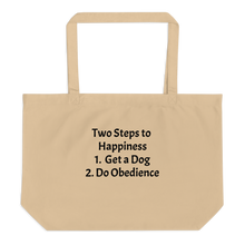 Load image into Gallery viewer, 2 Steps to Happiness - Obedience X-Large Tote/ Shopping Bags
