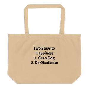 2 Steps to Happiness - Obedience X-Large Tote/ Shopping Bags