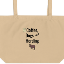 Load image into Gallery viewer, Coffee, Dogs, and Cattle Herding X-Large Tote/ Shopping Bags
