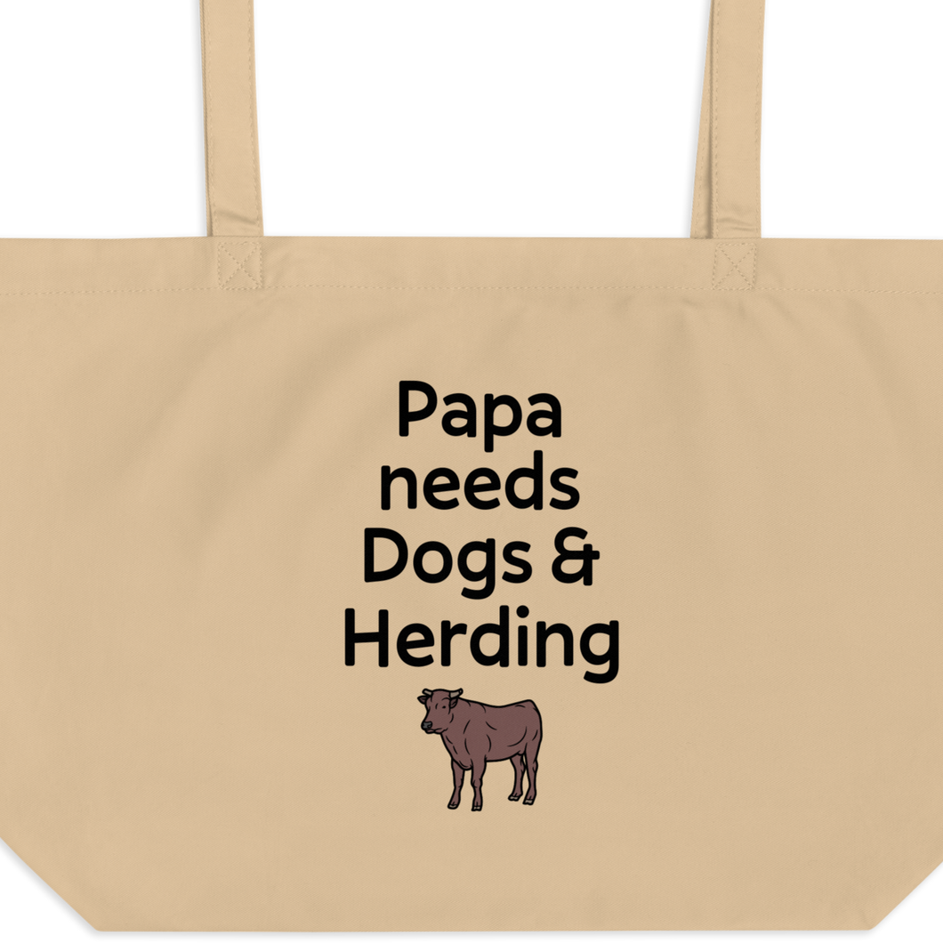 Papa Needs Dogs & Cattle Herding X-Large Tote/ Shopping Bags