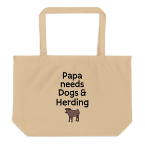 Papa Needs Dogs & Cattle Herding X-Large Tote/ Shopping Bags