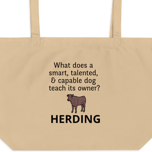 Dog Teaches It's Owner Cattle Herding X-Large Tote/ Shopping Bags