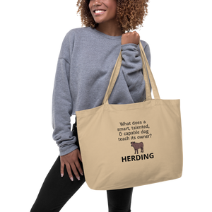 Dog Teaches It's Owner Cattle Herding X-Large Tote/ Shopping Bags