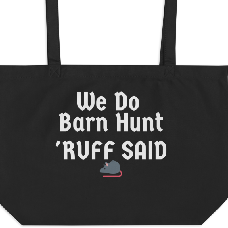 Ruff Barn Hunt w/ Rat X-Large Tote/Shopping Bag-Black