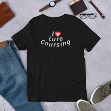 Load image into Gallery viewer, I Heart w/ Paw Lure Coursing Dark T-Shirts
