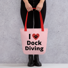 Load image into Gallery viewer, I Heart w/ Paw Dock Diving Tote Bag-Lt. Pink

